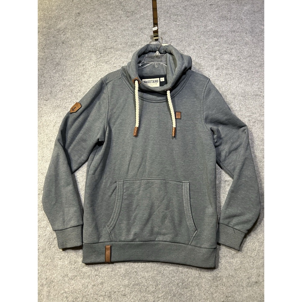 Naketano Men Hoodie Jumper Hooded Blue/Grey Size L  Nautical Ropes